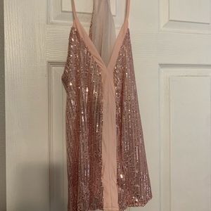 Pink sequin spaghetti strap top